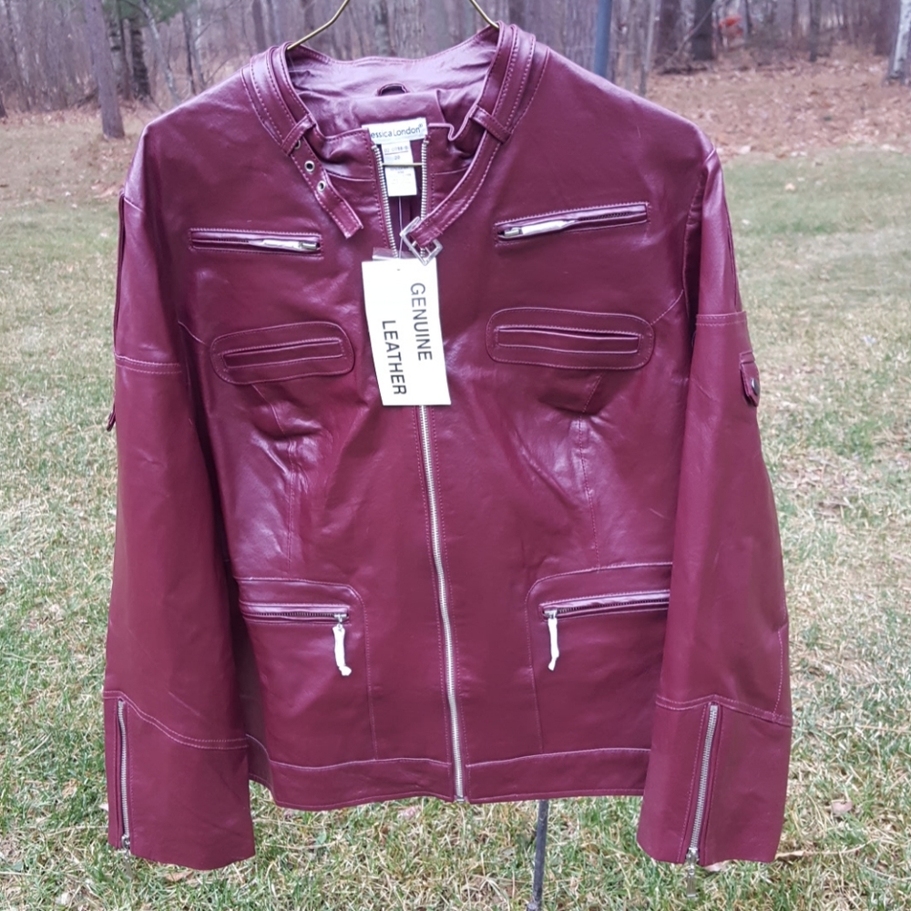 NWT women's Jessica London leather jacket size 20